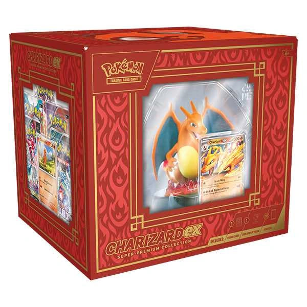 Pokémon Charizard ex Super Premium Collection trading card game box on a white background