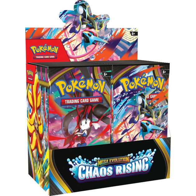 Pokémon Trading Card Game Mega Evolution Chaos Rising packaging on a white background