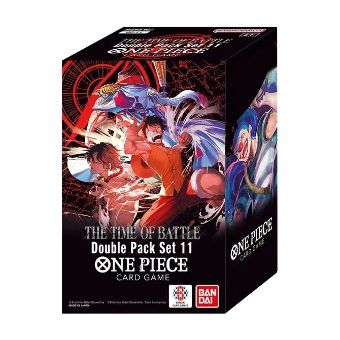 One Piece card game double pack set box with characters on a white background