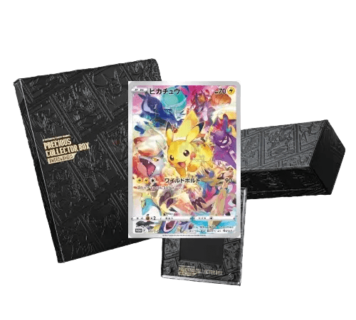 Chinese Pokémon Precious Collector Box featuring Pikachu promo, card sleeves, and premium storage case